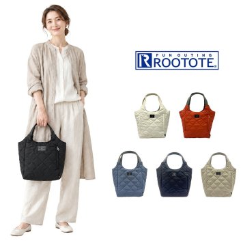 【ROOTOTE】 1331 LT.ラウンド.パルーティ.Quilt-C トートバッグ 小さめ 通勤 仕事 軽量 手持ち 仕切り付き 撥水 レディース おしゃれ プレゼント ブラック