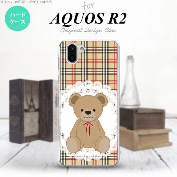 AQUOS R2 アクオス アール2 SH-03K SHV42 専用 スマホケース カバー ハードケース くま(B) 茶×赤 nk-r2-754[スマホ,スマホケース,スマホカバー,ケース,カバー,ジャケット]