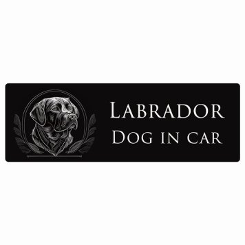 イラスト付 ドッグ カーステッカー Dog in Car ラブラドール Cタイプ セーフティサイン 犬種別 長方形 15x5cm シール リア あおり運転対策 Dog Sticker 安全対策 カーサイン