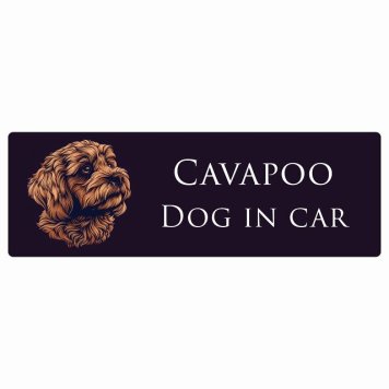 ドッグ カーステッカー イラスト付 Dog in Car キャバプー Bタイプ セーフティサイン 犬種別 長方形 20x6.7cm シール リア あおり運転対策 Dog Sticker 屋外 屋内 防水 かわいい おしゃれ 安全対策 カーサイン