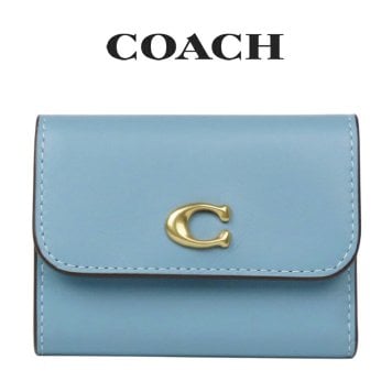 送料無料 コーチ COACH アウトレット 夏のボーナス レディース 財布 ミニ財布 CZ111 B4PUB(ブラス×ブルーベル) ブルー (女性 プレゼント 本革 コンパクト 三つ折り財布 ギフト 人気）