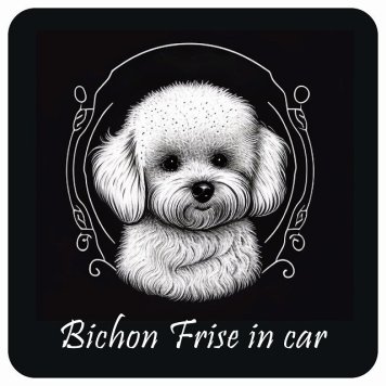 ドッグ カーステッカー イラスト付 Dog in Car ビションフリーゼ B タイプ セーフティサイン 犬種別 正方形 13x13cm シール リア あおり運転対策 Dog Sticker 屋外 屋内 防水 かわいい おしゃれ 安全対策 カーサイン
