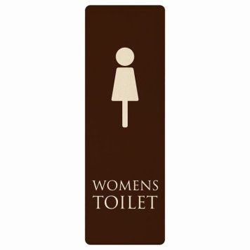 トイレ プレート 木製 WOMENS ブラウン ホワイト 長方形 縦書き 9x27cm ドア サインステッカー ピクトサイン トイレマーク表示 案内 注意 施設 御手洗 TOILET おしゃれ シンプル 安全対策