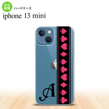 iPhone13mini iPhone13 mini ケース ハードケース トランプ 帯 黒 ピンク +アルファベット  nk-i13m-524i