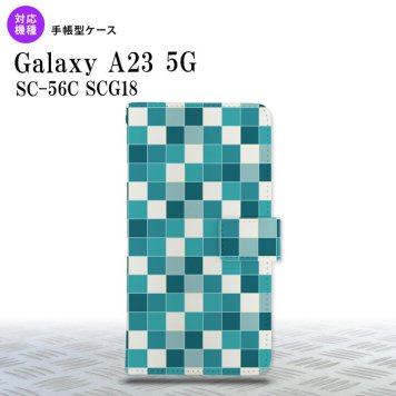 Galaxy A23 GalaxyA23 手帳型スマホケース カバー スクエア モザイク ターコイズ 2022年 10月発売 nk-004s-a23-dr1017