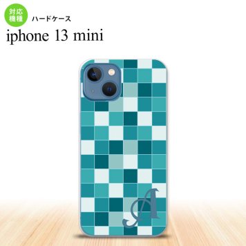iPhone13mini iPhone13 mini ケース ハードケース スクエア モザイク ターコイズ +アルファベット  nk-i13m-1017i