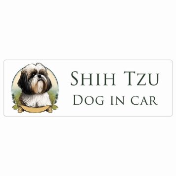 ドッグ カーステッカー イラスト付 Dog in Car シーズー Aタイプ セーフティサイン 犬種別 長方形 20x6.7cm シール リア あおり運転対策 Dog Sticker 屋外 屋内 防水 かわいい おしゃれ 安全対策 カーサイン