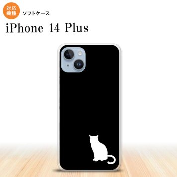 iPhone14 plsu iPhone14 plsu スマホケース 背面ケースソフトケース 猫 影 黒 白 2022年 10月発売 nk-i14pl-tp429