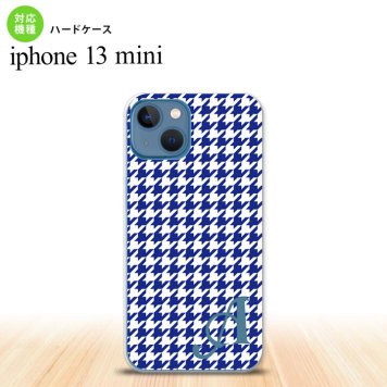 iPhone13mini iPhone13 mini ケース ハードケース 千鳥 格子 小 青 白 +アルファベット  nk-i13m-905i