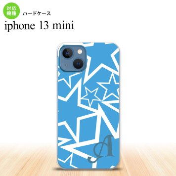 iPhone13mini iPhone13 mini ケース ハードケース 星 水色 白 +アルファベット  nk-i13m-1119i