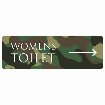 トイレ 案内 シール WOMENS 文字タイプ 迷彩 カラー 右 矢印 長方形 方向案内 進路ドア 防水 屋内 屋外 サインステッカー ピクトサイン トイレマーク表示 案内 注意 施設 御手洗 TOILET おしゃれ シンプル 安全対策