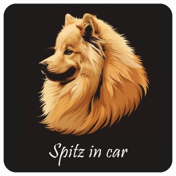 ドッグ カーステッカー イラスト付 Dog in Car スピッツ Aタイプ セーフティサイン 犬種別 正方形 13x13cm シール リア あおり運転対策 Dog Sticker 屋外 屋内 防水 かわいい おしゃれ 安全対策 カーサイン