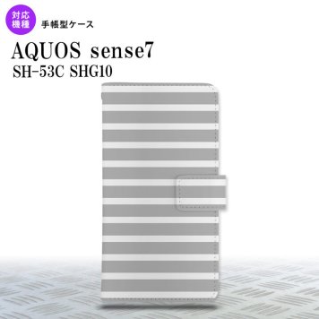 sense7 sense7 手帳型スマホケース カバー ボーダー グレー 白 2022年 11月発売 nk-004s-sens7-dr706