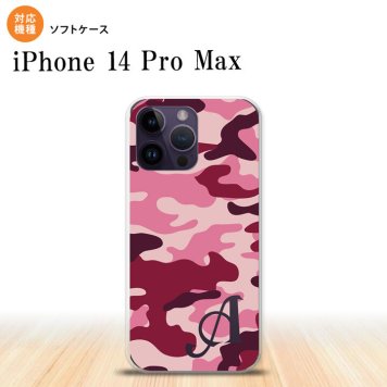 iPhone14 ProMax iPhone14 Pro Max スマホケース 背面ケースソフトケース ウッドランド 迷彩 B ピンク +アルファベット 2022年 9月発売 nk-i14pm-tp1148i