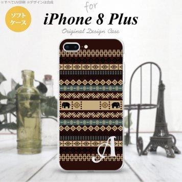 【iPhone8Plus】【スマホケース/スマホカバー】【アイフォン8プラス】iPhone8Plus スマホケース ケース アイフォン8プラス イニシャル エスニックゾウ 茶 nk-ip8p-tp1574ini【メール便送料無料】