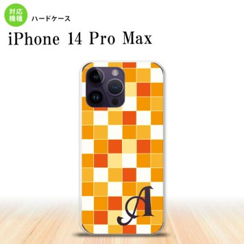 iPhone14 ProMax iPhone14 Pro Max スマホケース 背面ケース ハードケース スクエア モザイク オレンジ +アルファベット 2022年 9月発売 nk-i14pm-1015i