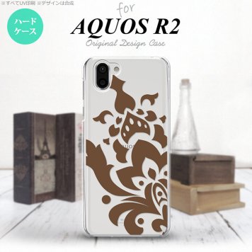 AQUOS R2 アクオス アール2 SH-03K SHV42 専用 スマホケース カバー ハードケース ダマスク柄大A 茶 nk-r2-1031[スマホ,スマホケース,スマホカバー,ケース,カバー,ジャケット]