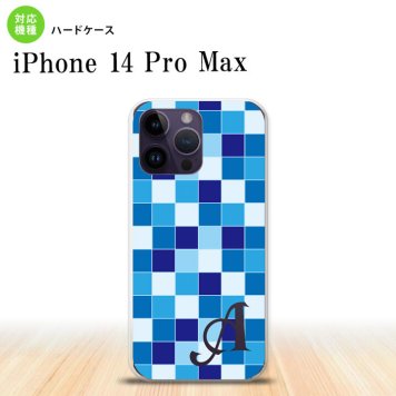 iPhone14 ProMax iPhone14 Pro Max スマホケース 背面ケース ハードケース スクエア モザイク 青 +アルファベット 2022年 9月発売 nk-i14pm-1020i