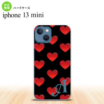iPhone13mini iPhone13 mini ケース ハードケース ハート A 黒 赤 +アルファベット  nk-i13m-117i