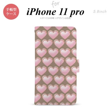 iPhone11Pro iPhone11 Pro 手帳型スマホケース カバー ハート 茶  nk-004s-i11p-dr176