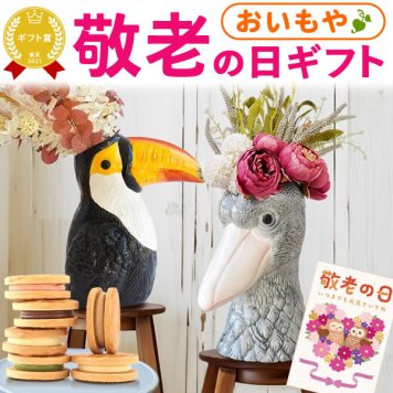 【まだ間に合う】 敬老の日 すぐ贈れるギフト 即日発送 誕生日 花セット 花とお菓子 ドライフラワー フラワーギフト フラワーベース プレゼント 花 ギフト 鳥 バード ハシビロコウ オオハシ 大型 フラワーベース 花瓶 陶器 傘立て おしゃれ かわいい 送料無料 スイーツ お菓子 洋菓子 ギフトセット 母 実母 自分の母 義母 妻 40代 50代 60代 70代 実用的 おいもや