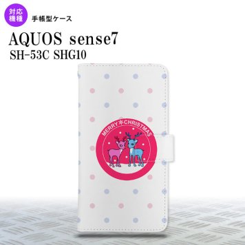 sense7 sense7 手帳型スマホケース カバー トナカイ ワッペン ピンク 2022年 11月発売 nk-004s-sens7-dr621