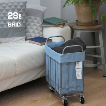 BRID デニム フォールディング ランドリースクエアバスケット 28L キャスター付き スリムタイプ[ランドリーバスケット おしゃれ 洗濯かご 洗濯物かご 洗濯カゴ 洗濯物カゴ ランドリー バスケット メルクロス]