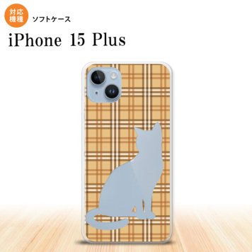 iPhone15 plus iPhone15 plus スマホケース 背面ケースソフトケース 猫 チェック B 茶 2023年 9月発売 nk-i15pl-tp956