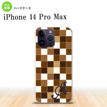 iPhone14 ProMax iPhone14 Pro Max スマホケース 背面ケース ハードケース スクエア モザイク 茶 +アルファベット 2022年 9月発売 nk-i14pm-1021i