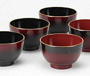 ぼかし塗　汁椀　五客揃 インテリア 漆器 盆 カタログギフト 景品 粗品