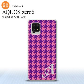 SHG04 SHG04 ZERO6 AQUOS zero6 スマホケース ソフトケース 千鳥 格子 大 紫 +アルファベット メンズ レディース nk-zero6-tp922i