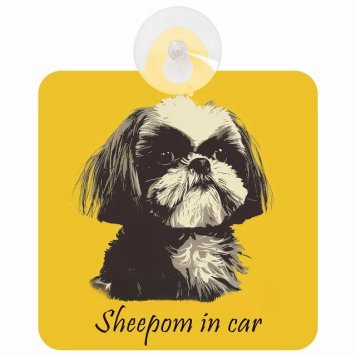Sheepom シーポメ Aタイプ 車 窓ガラス 吸盤タイプ 犬 かっこいい おしゃれ イラスト付 DOG IN CAR ドッグインカー ドッグオンボード 安全対策 セーフティサイン デコ 外出 ドライブ カーサイン 吸盤
