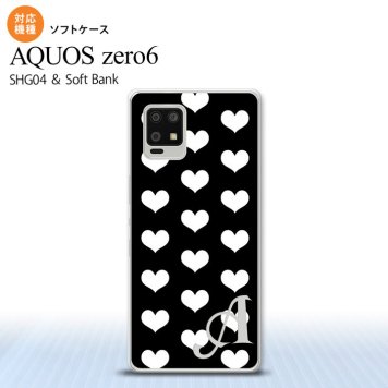 SHG04 SHG04 ZERO6 AQUOS zero6 スマホケース ソフトケース ハート A 黒 白 +アルファベット メンズ レディース nk-zero6-tp119i