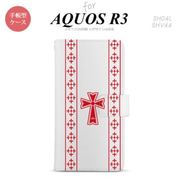 SH-04L/SHV44 AQUOS R3 手帳型スマホケース カバー ゴシック クリア 赤  nk-004s-r3-dr1007