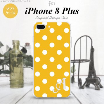 【iPhone8Plus】【スマホケース/スマホカバー】【アイフォン8プラス】iPhone8Plus スマホケース ケース アイフォン8プラス イニシャル ドット・水玉 黄 nk-ip8p-tp833ini【メール便送料無料】