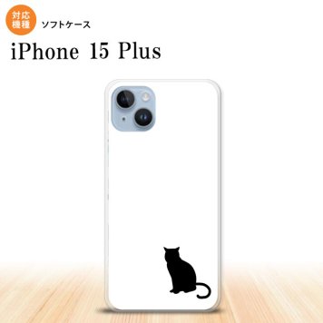 iPhone15 plus iPhone15 plus スマホケース 背面ケースソフトケース 猫 影 白 黒 2023年 9月発売 nk-i15pl-tp427