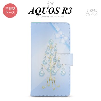 SH-04L/SHV44 AQUOS R3 手帳型スマホケース カバー ツリーオブジェ 水色  nk-004s-r3-dr304