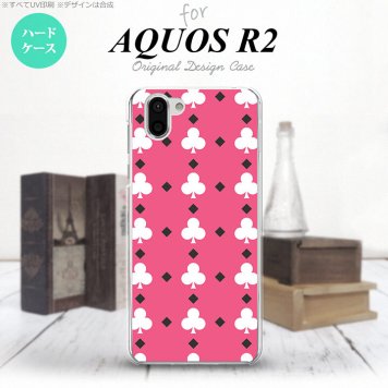 AQUOS R2 アクオス アール2 SH-03K SHV42 専用 スマホケース カバー ハードケース トランプ(クラブ) ピンク×白 nk-r2-536[スマホ,スマホケース,スマホカバー,ケース,カバー,ジャケット]