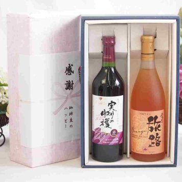実りの秋の贈り物 感謝の贈り物ボックス 国産やや甘口赤ワインと国産ワインセット(おたる醸造 旅路orange 白ワイン やや辛口(北海道)720mlヴィンテージ実りの収穫 赤ワイン720ml