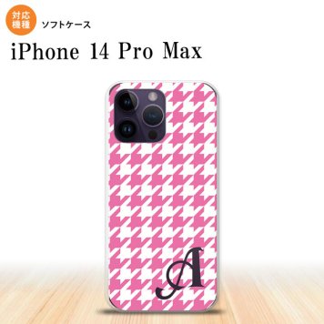 iPhone14 ProMax iPhone14 Pro Max スマホケース 背面ケースソフトケース 千鳥 格子 大 ピンク 白 +アルファベット 2022年 9月発売 nk-i14pm-tp917i