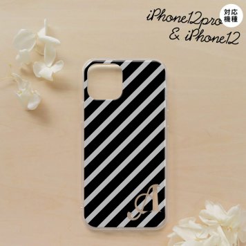 iPhone12/iPhone12pro iPhone12 / iPhone12pro スマホケース ソフトケース ストライプ 黒 グレー +アルファベット メンズ レディース nk-i12-tp712i