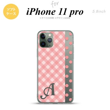iPhone11Pro iPhone11 Pro スマホケース ソフトケース チェック ドット ピンク +アルファベット メンズ レディース nk-i11p-tp1521i