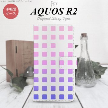 SH-03K/SHV42/706SH AQUOS R2 手帳型スマホケース カバー スクエア ドット ピンク  nk-004s-r2-dr1363