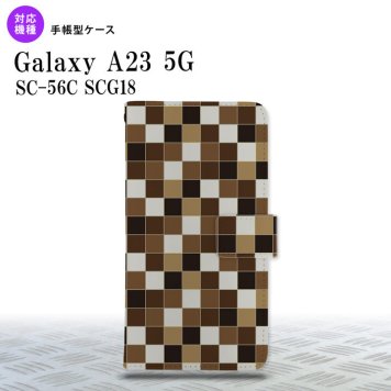 Galaxy A23 GalaxyA23 手帳型スマホケース カバー スクエア モザイク 茶 2022年 10月発売 nk-004s-a23-dr1021