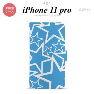 iPhone11Pro iPhone11 Pro 手帳型スマホケース カバー 星 水色 白  nk-004s-i11p-dr1119