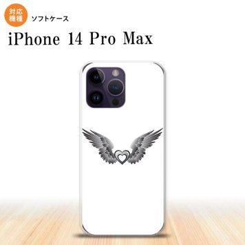 iPhone14 ProMax iPhone14 Pro Max スマホケース 背面ケースソフトケース 黒翼 ハート 白 グレー 2022年 9月発売 nk-i14pm-tp470