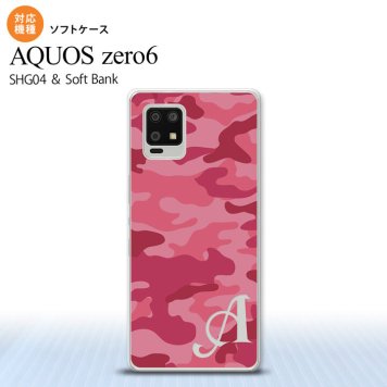 SHG04 SHG04 ZERO6 AQUOS zero6 スマホケース ソフトケース ウッドランド 迷彩 A ピンク +アルファベット メンズ レディース nk-zero6-tp1147i