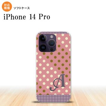iPhone14 Pro iPhone14 Pro スマホケース 背面ケースソフトケース ドット 水玉 C サーモンピンク 紫 +アルファベット 2022年 9月発売 nk-i14p-tp1653i