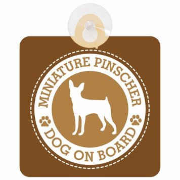 セーフティサイン DOG ON BOARD MINIATURE PINSCHER ミニチュアピンシャー ブラウン 安全運転 車内用 吸盤タイプ 煽り運転対策 収れん火災防止タイプ 安全対策 カーサイン 吸盤 肉球マーク