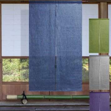 暖簾 のれん 麻100％ 麻縮みのれん 無地 UN-v-404　88×150cm 日本製  のれん パーテーション　カーテン間仕切りロング 夏麻 おしゃれ 目隠し